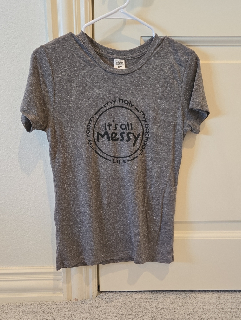 Gray Kids Short Sleeve Tee with 'It's All Messy' Graphic - Generic Brand